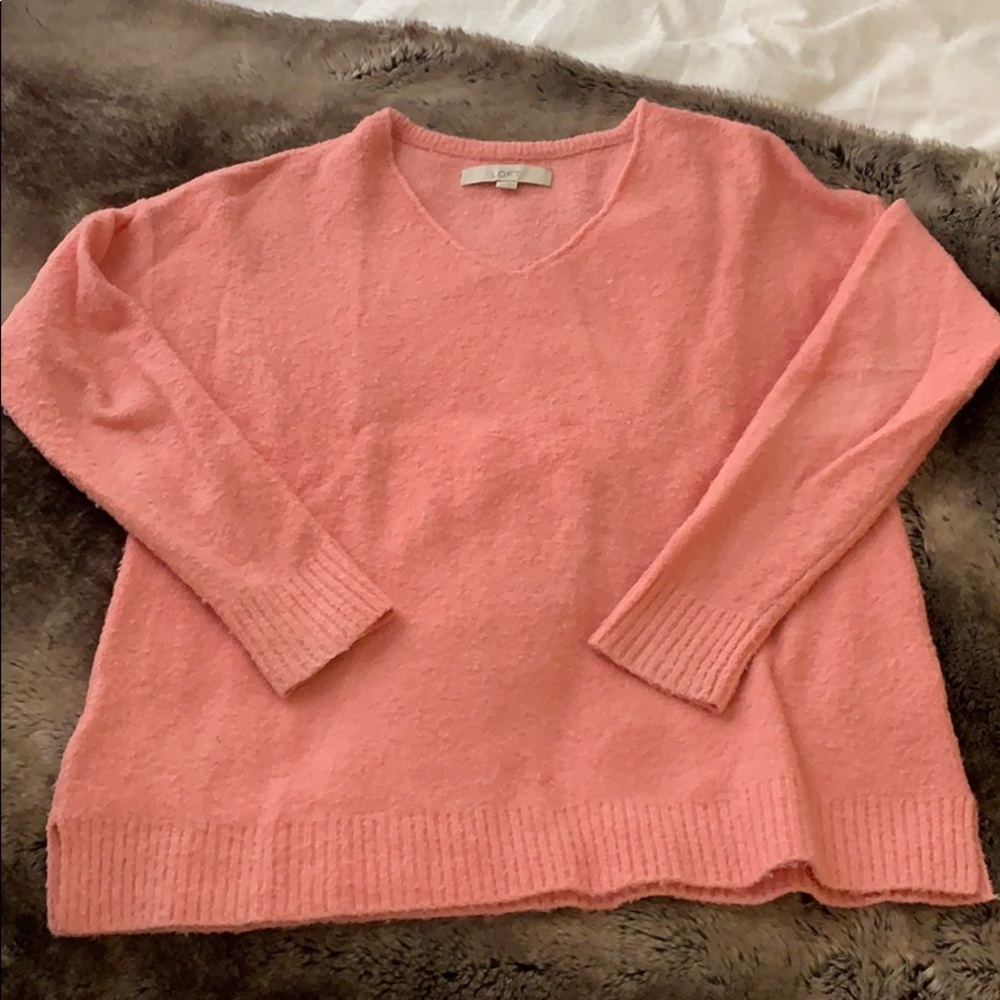 LOFT Pink Cozy Vneck Sweater - Size XS